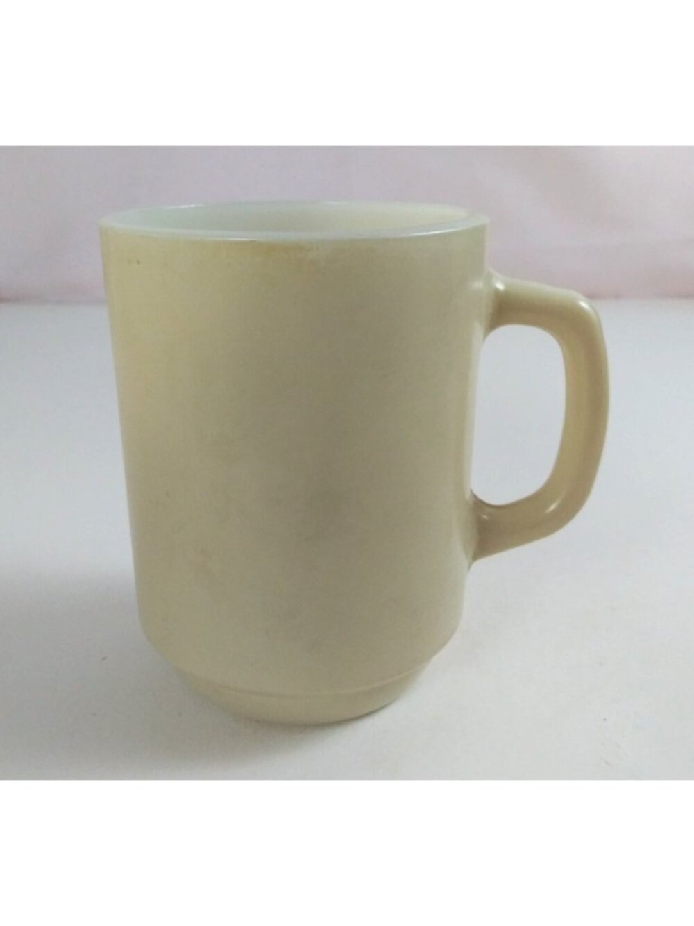 Vintage Fire King Anchor Hocking D Handle Cream/Ivory Coffee Cup Mug Made In USA